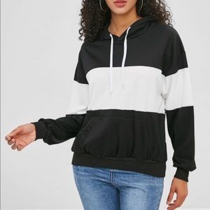 black and white stripe hoodie